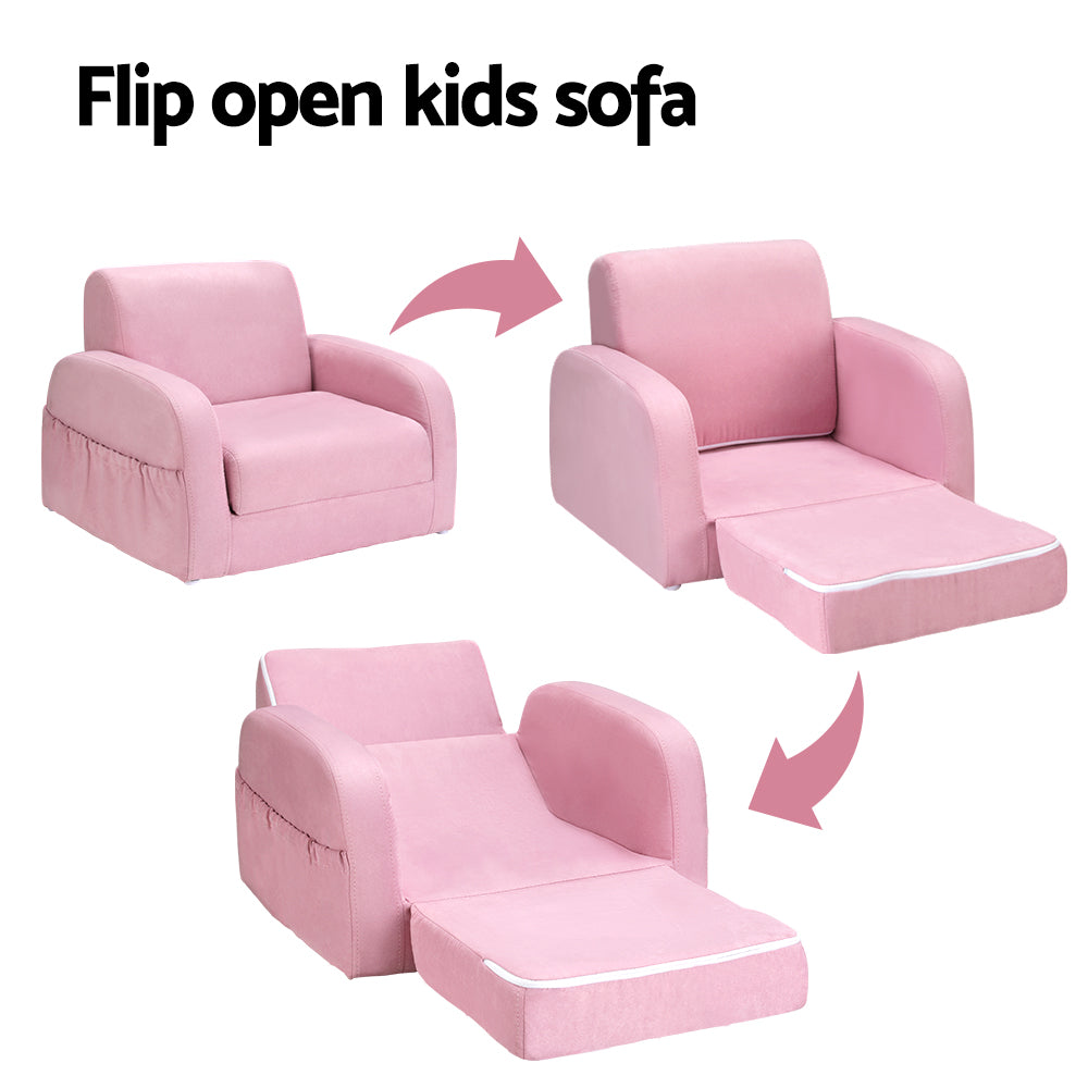 Keezi Kids 1-Seater Flip Open Sofa Lounger Pink