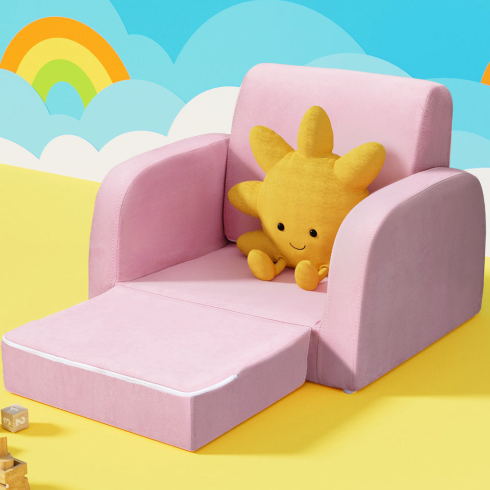 Keezi Kids 1-Seater Flip Open Sofa Lounger Pink