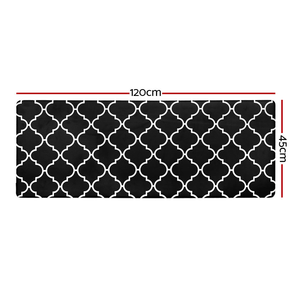Gina Kitchen Mat 45x120cm Non-slip PVC Black and White