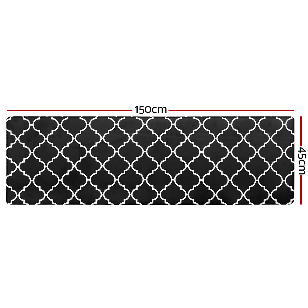 Gina Kitchen Mat 45x150cm Non-slip PVC Rug Black and White