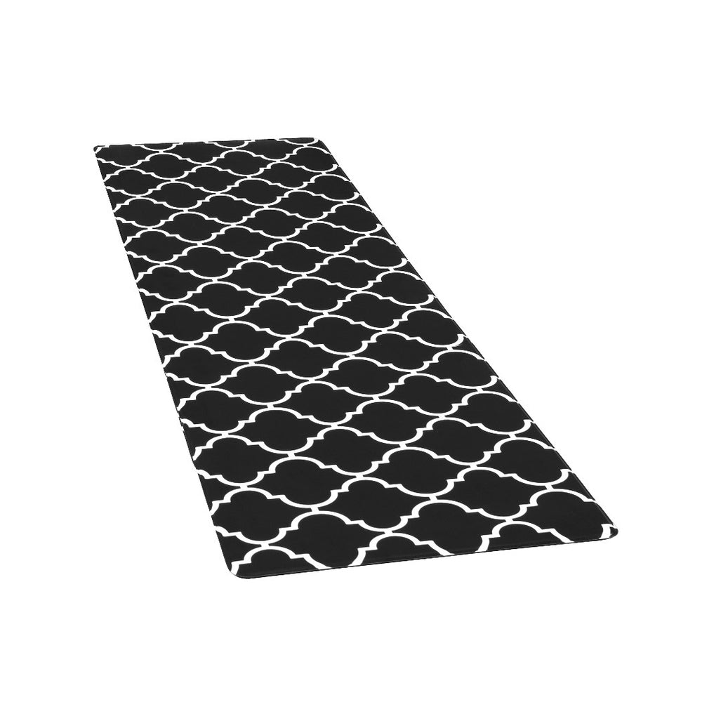 Gina Kitchen Mat 45x150cm Non-slip PVC Rug Black and White