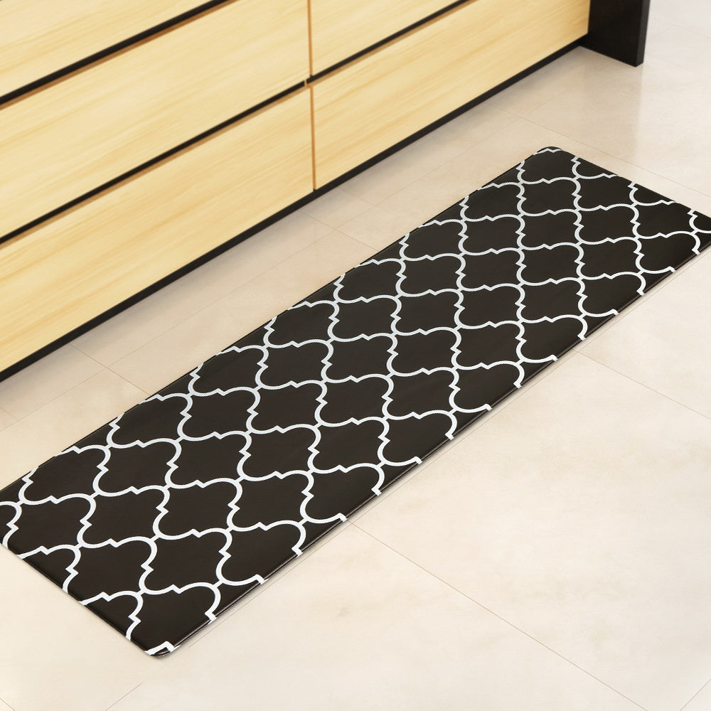 Gina Kitchen Mat 45x150cm Non-slip PVC Rug Black and White