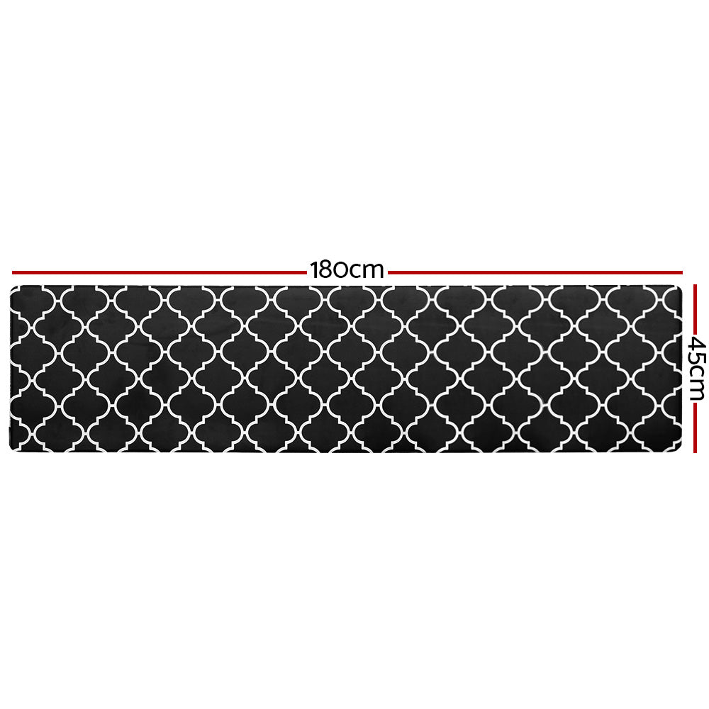 Gina 45x180cm Kitchen Mat Non-slip PVC Black and White