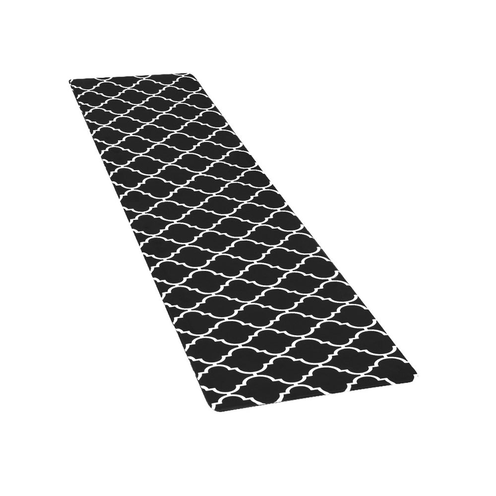 Gina 45x180cm Kitchen Mat Non-slip PVC Black and White