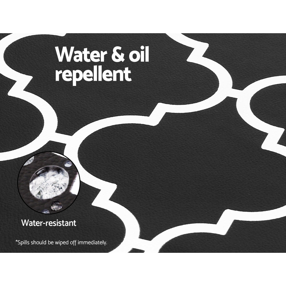 Gina 45x180cm Kitchen Mat Non-slip PVC Black and White