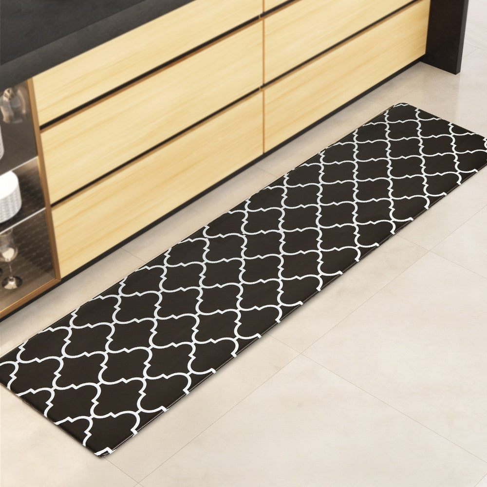 Gina 45x180cm Kitchen Mat Non-slip PVC Black and White
