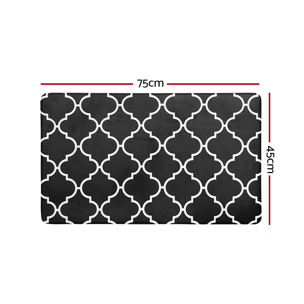 Gina Kitchen Mat 45x75cm Non-slip PVC Rug Black and White