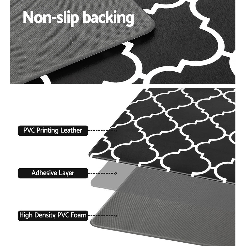 Gina Kitchen Mat 45x75cm Non-slip PVC Rug Black and White