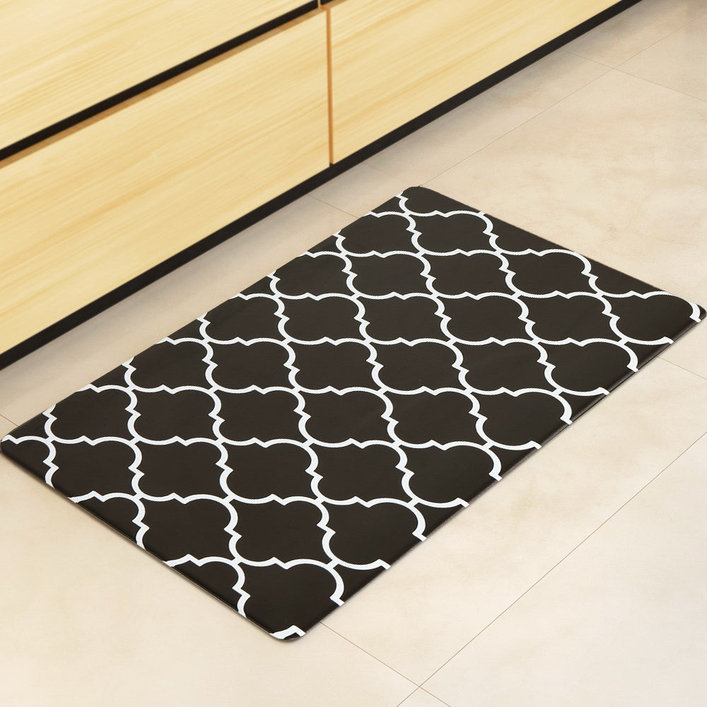 Gina Kitchen Mat 45x75cm Non-slip PVC Rug Black and White