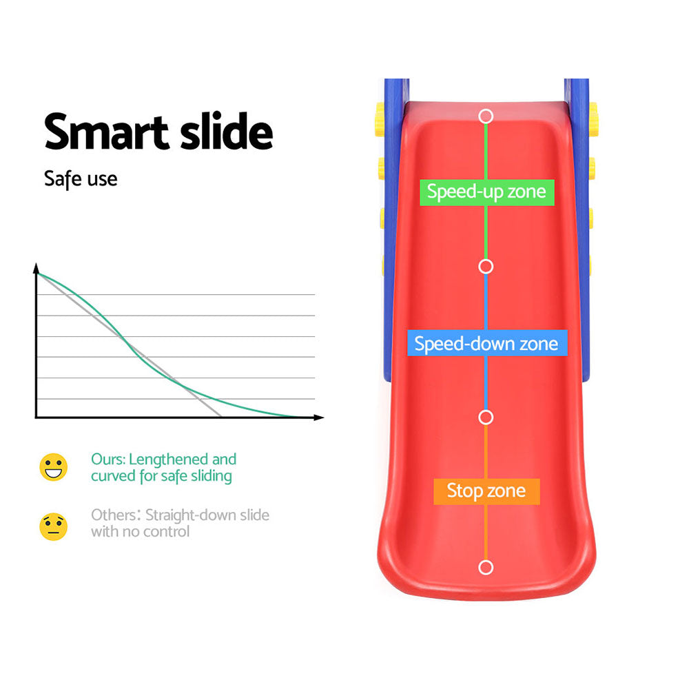 Keezi 120cm Kids Slide Swing Set Basketball Hoop Blue