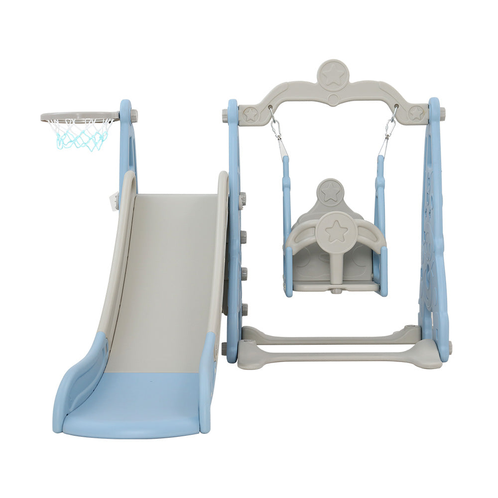 Keezi 170cm Kids Slide Swing Set Basketball Hoop Blue