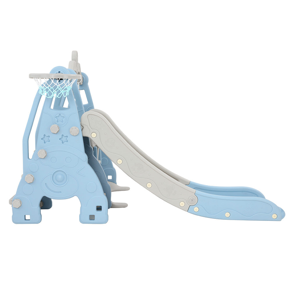 Keezi 170cm Kids Slide Swing Set Basketball Hoop Blue