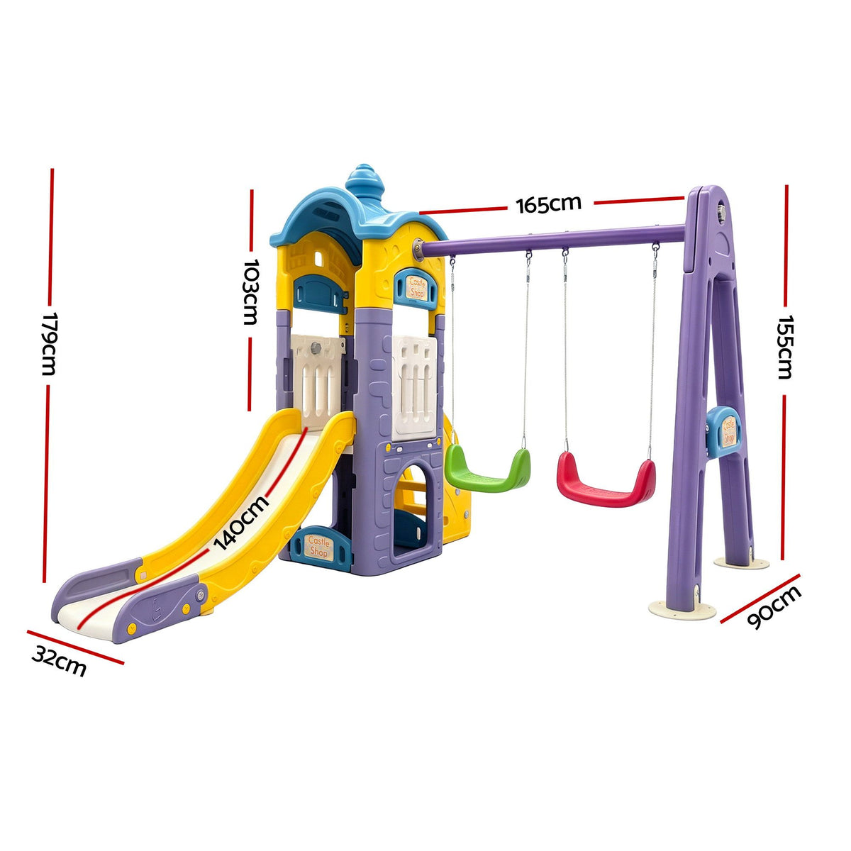 Keezi Kids 4-in-1 Slide Swing Set with Basketball Hoop