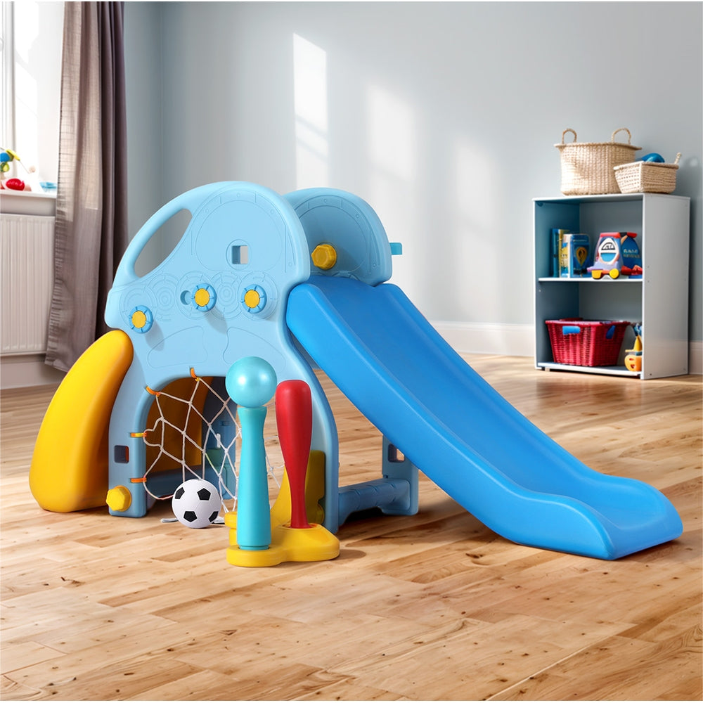 Keezi 120cm Kids Slide Set 5-in-1 Playground Blue