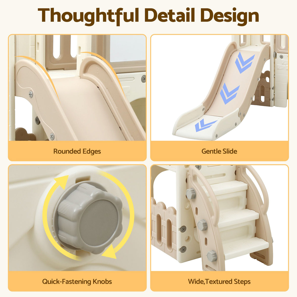 Keezi Kids Slide Set Toddler Indoor Playset Beige