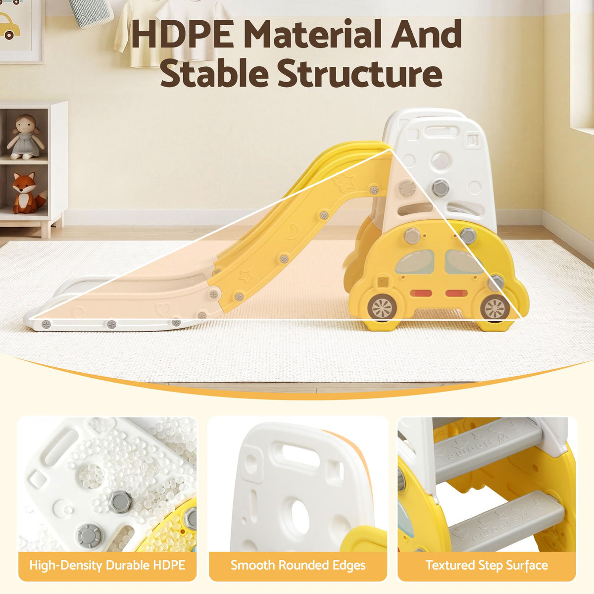 Keezi Kids Slide Set Toddler Indoor Playset Yellow