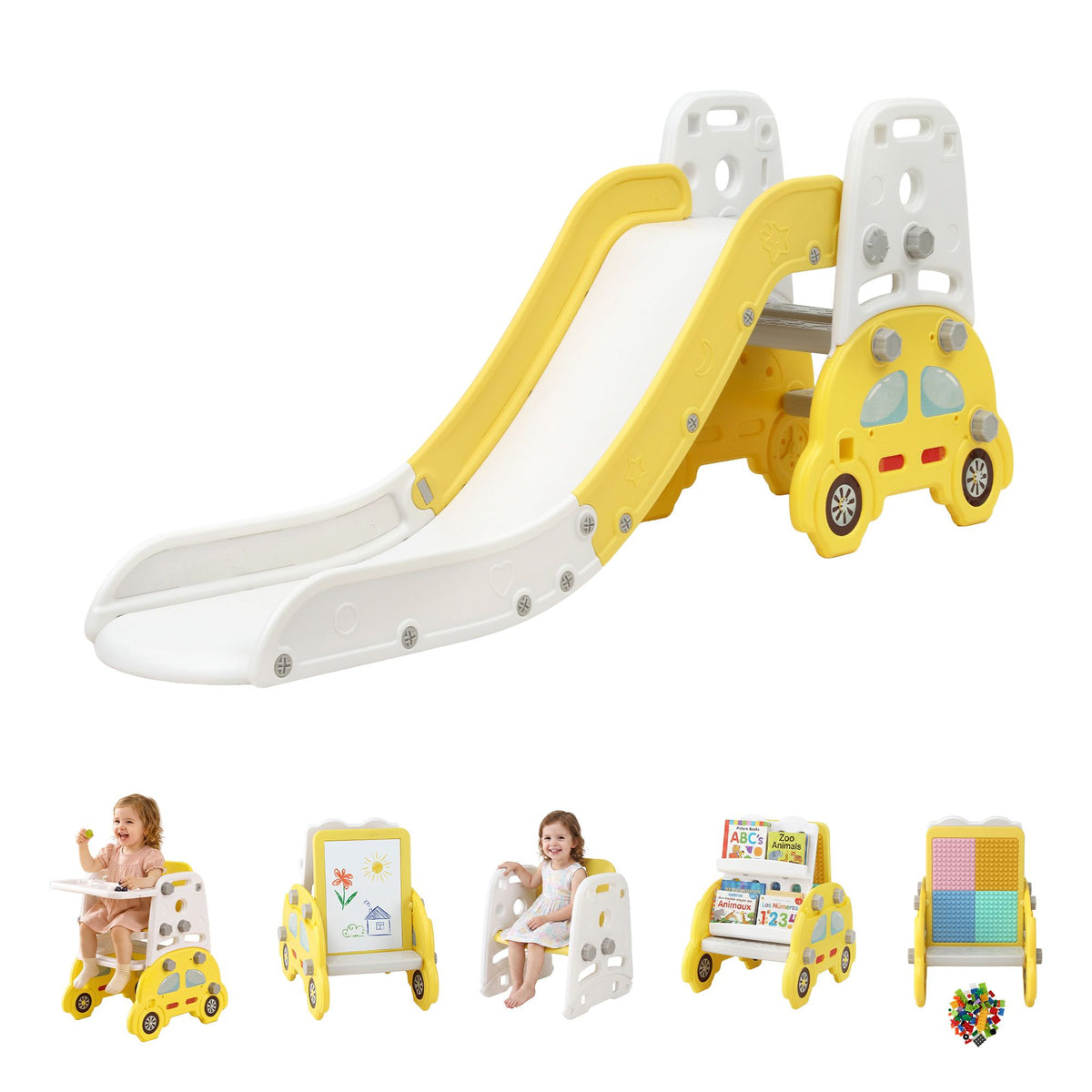Keezi Kids Slide Set Toddler Indoor Playset Yellow