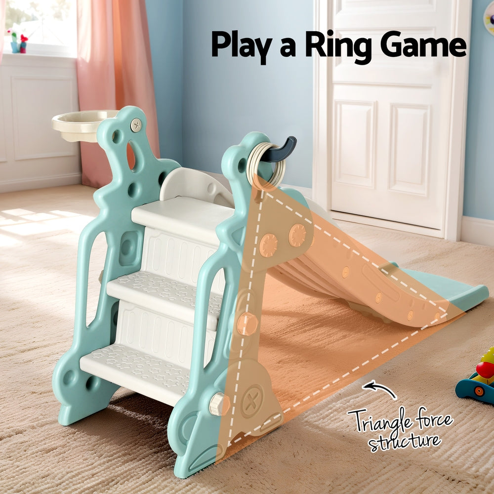 3-in-1 Kids Slide Set w/ Basketball Hoop & Rings, Keezi