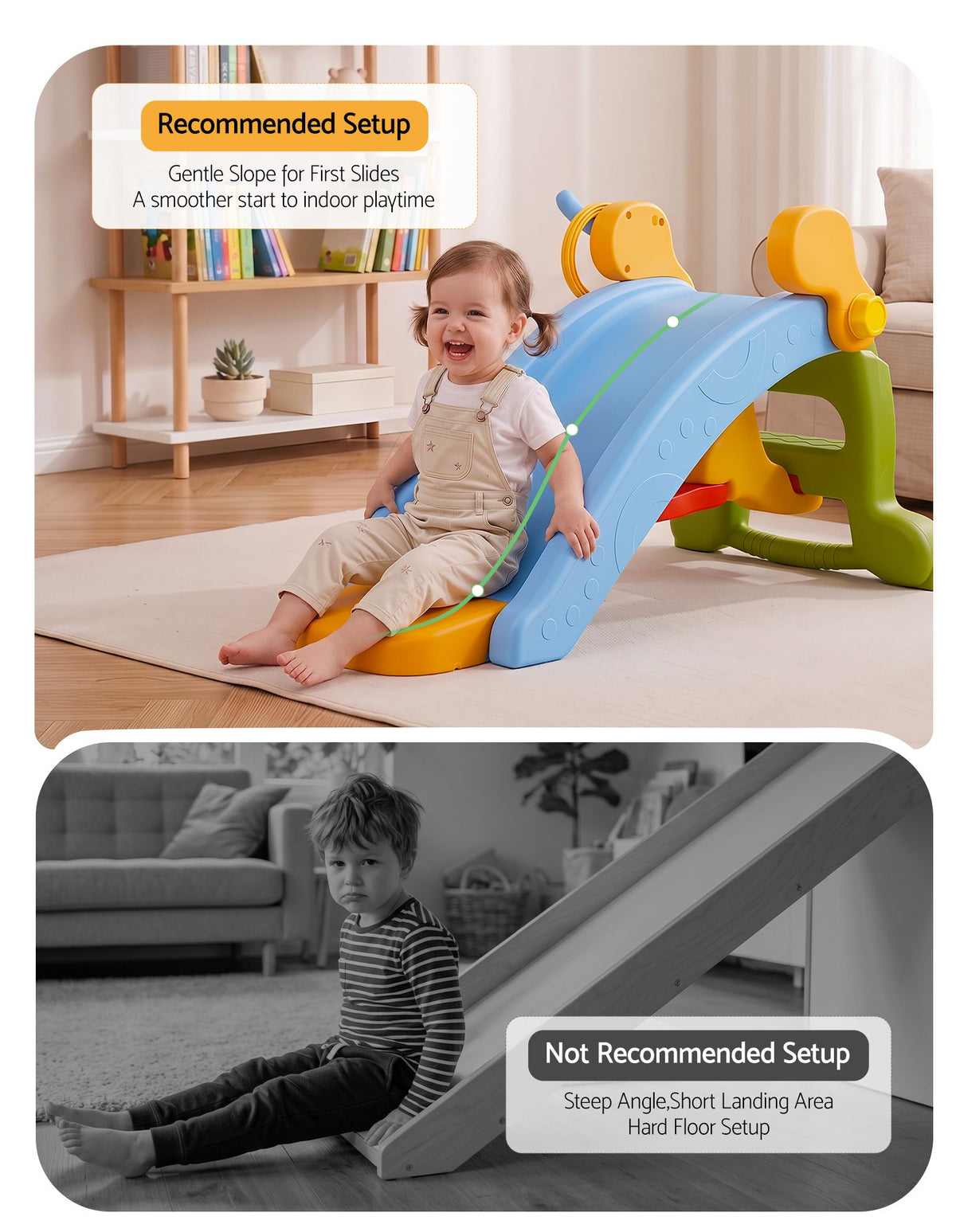 Keezi Toddler Slide Set 3 in 1 Indoor Playset Multi Colour