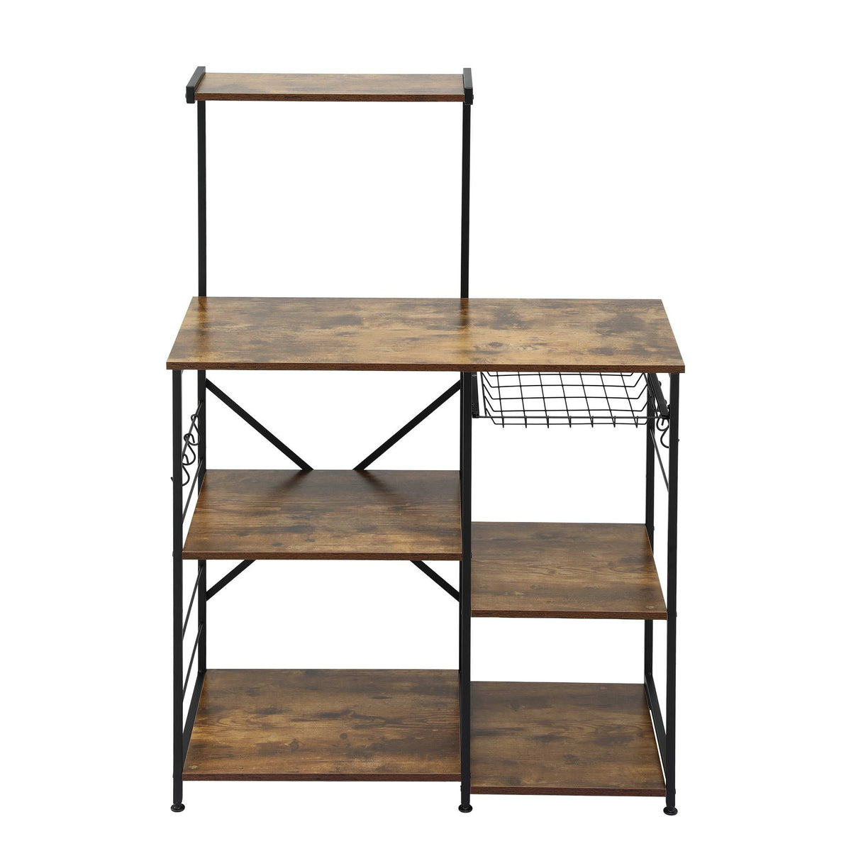 Artiss 4 Tier Kitchen Storage Rack with Pull Out Basket and 6 Hooks