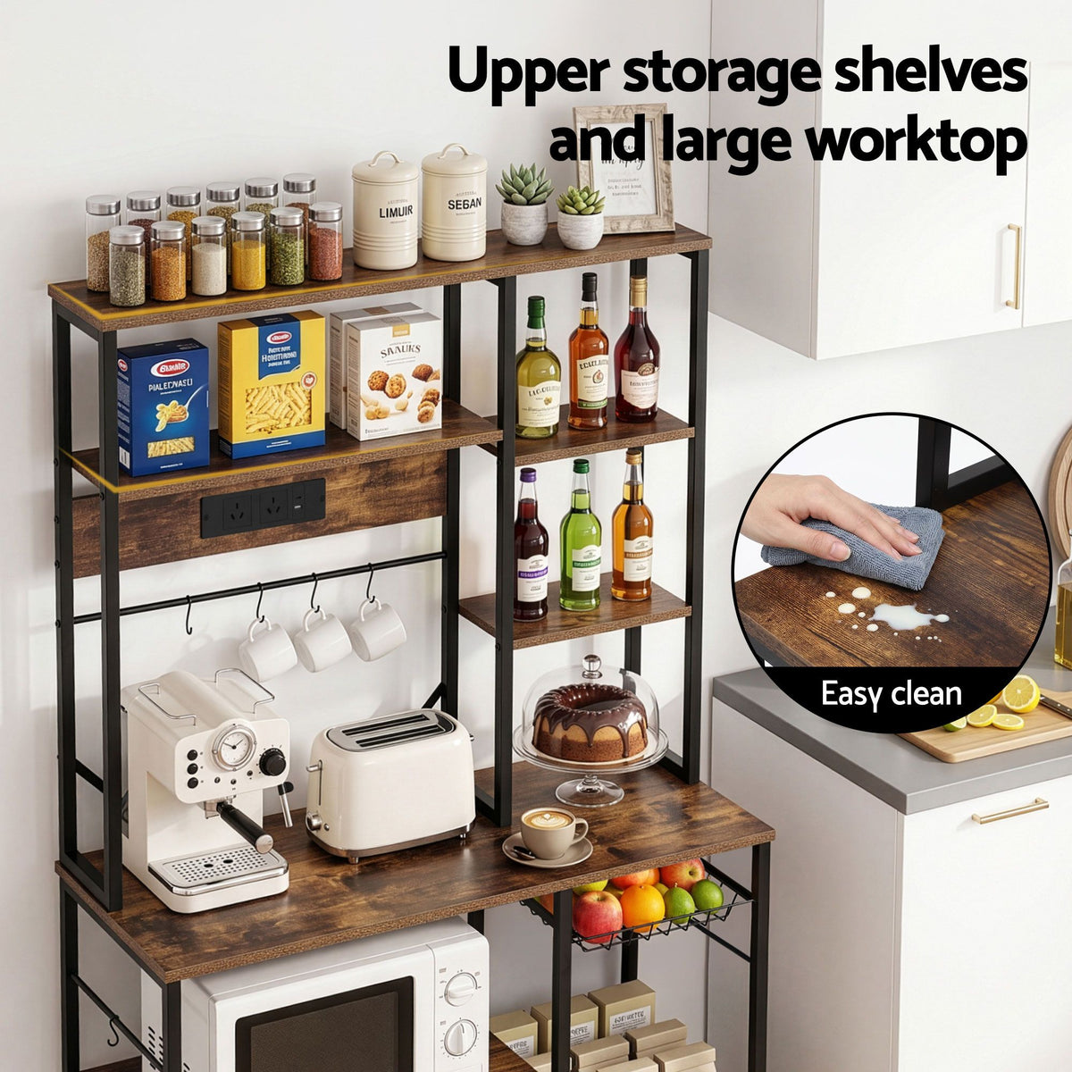 Artiss Microwave Kitchen Rack with Power Outlets 96cm x 170cm