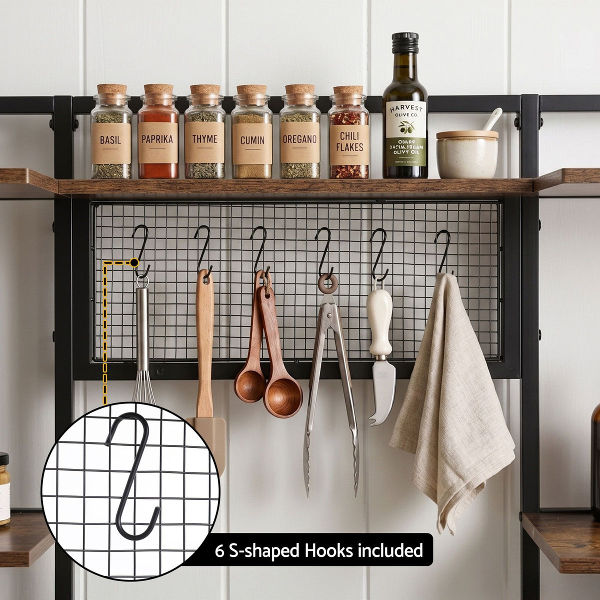 Artiss Kitchen Utility Rack 120cm x 170cm with 6 Hooks