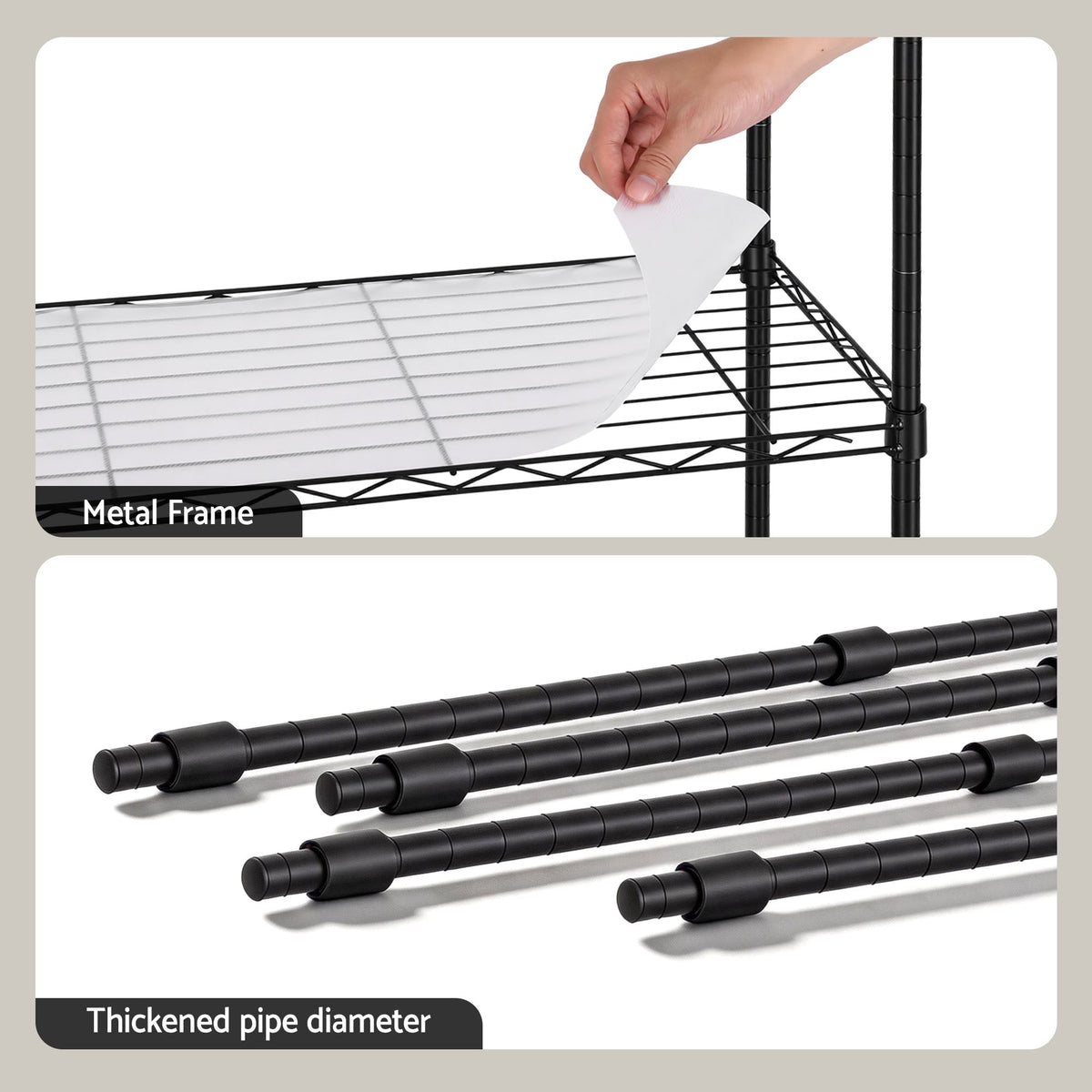 Artiss 5-Tier Kitchen Shelving Unit Metal Storage Shelf Black