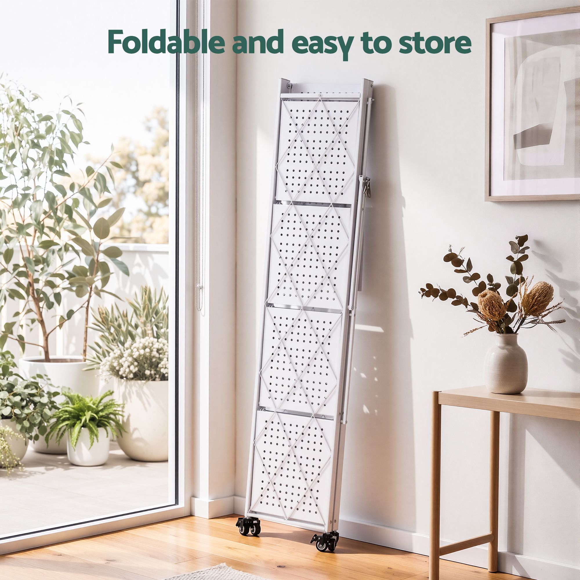 Artiss 5-Tier Foldable Kitchen Bakers Rack 71x160cm Microwave Stand White