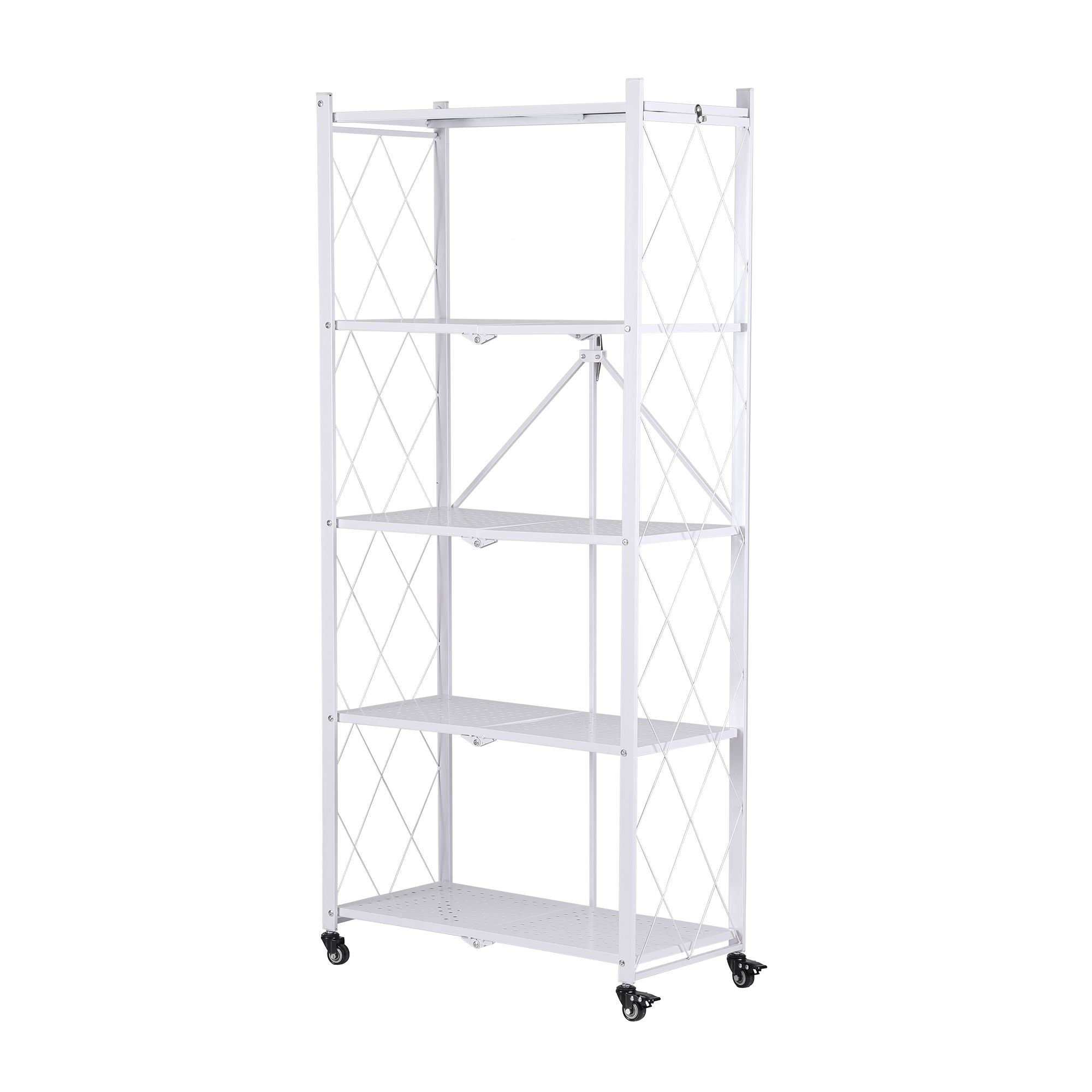 Artiss 5-Tier Foldable Kitchen Bakers Rack 71x160cm Microwave Stand White