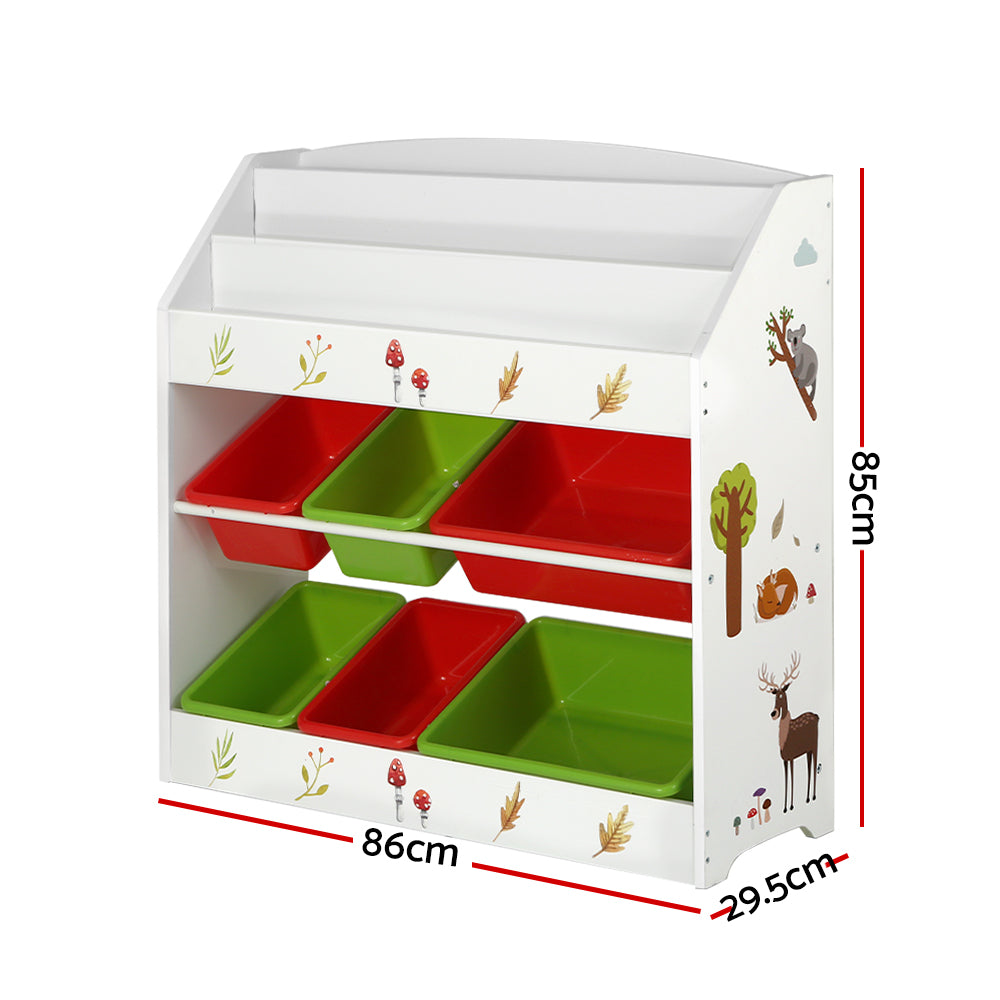Keezi Kids Bookshelf 3-Tier Storage Organiser Multicolour