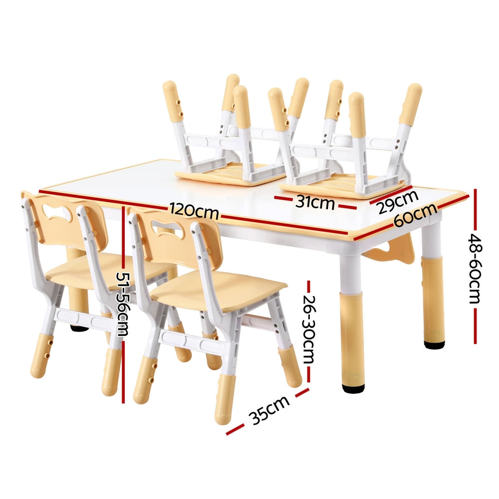 Keezi Kids Activity Table Set Adjustable Yellow/White