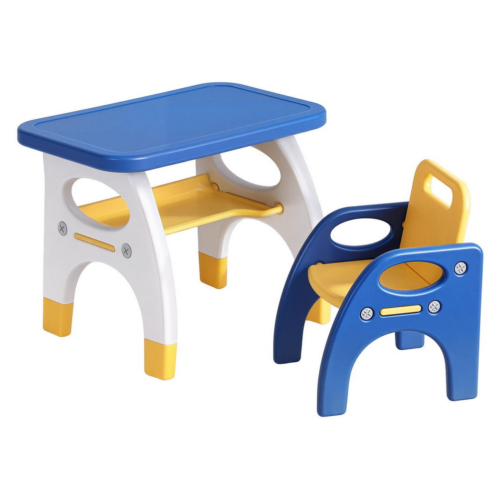 Keezi Kids Table and Chair Set HDPE Blue/Yellow