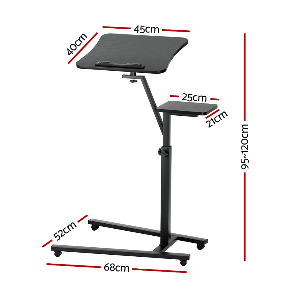 Mobile Laptop Desk Adjustable Tiltable Mouse Board Black