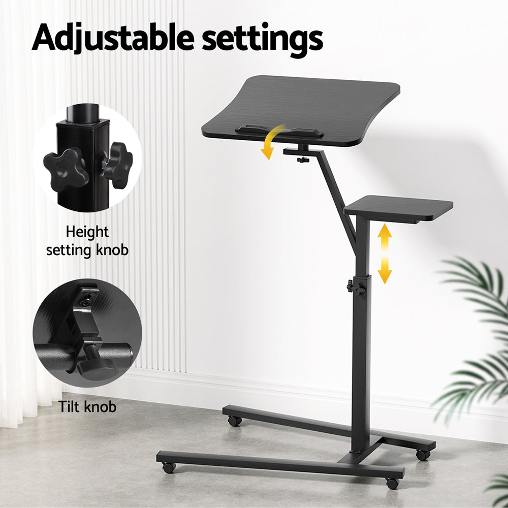 Mobile Laptop Desk Adjustable Tiltable Mouse Board Black