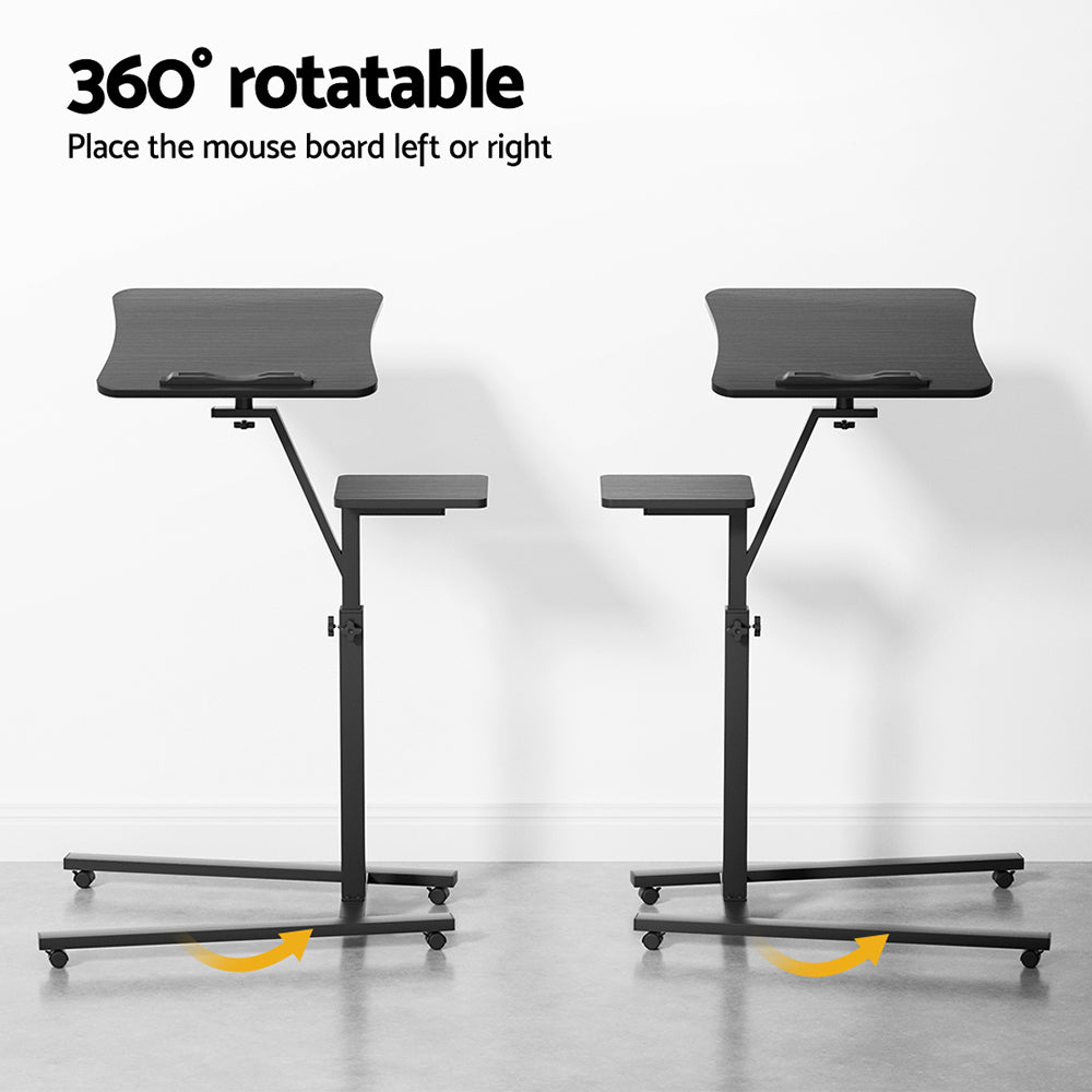 Mobile Laptop Desk Adjustable Tiltable Mouse Board Black