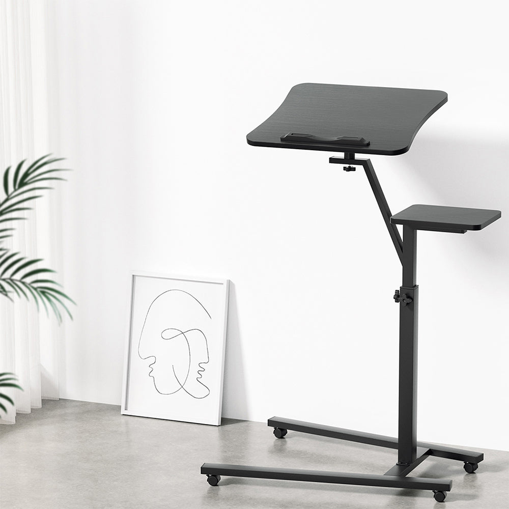 Mobile Laptop Desk Adjustable Tiltable Mouse Board Black