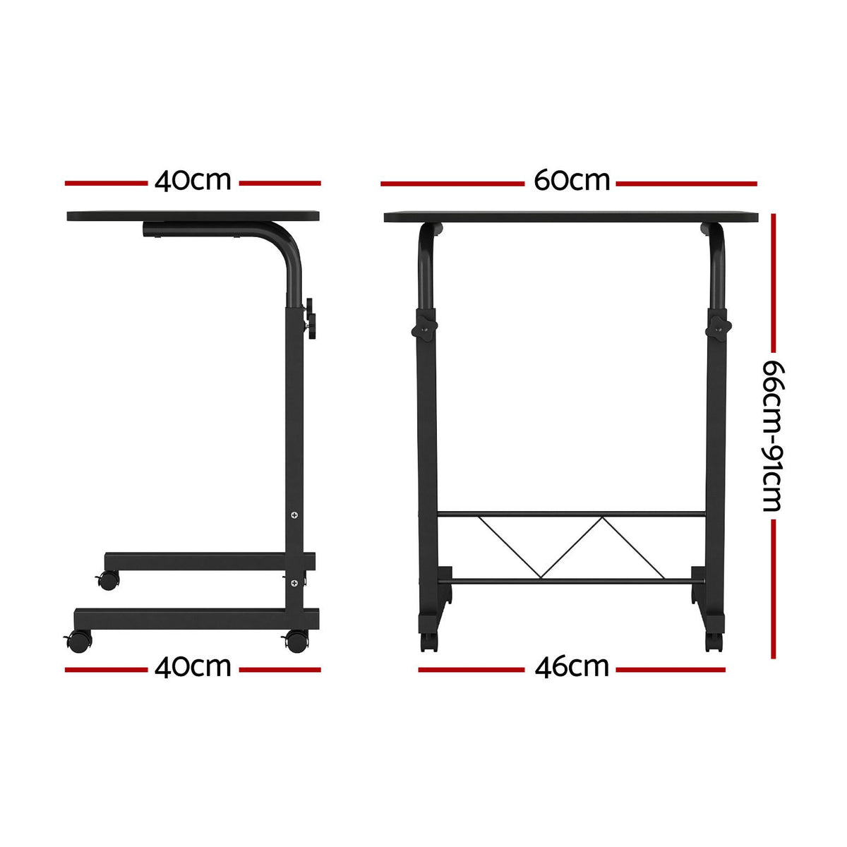 Artiss Mobile Laptop Desk Adjustable 60cm Black