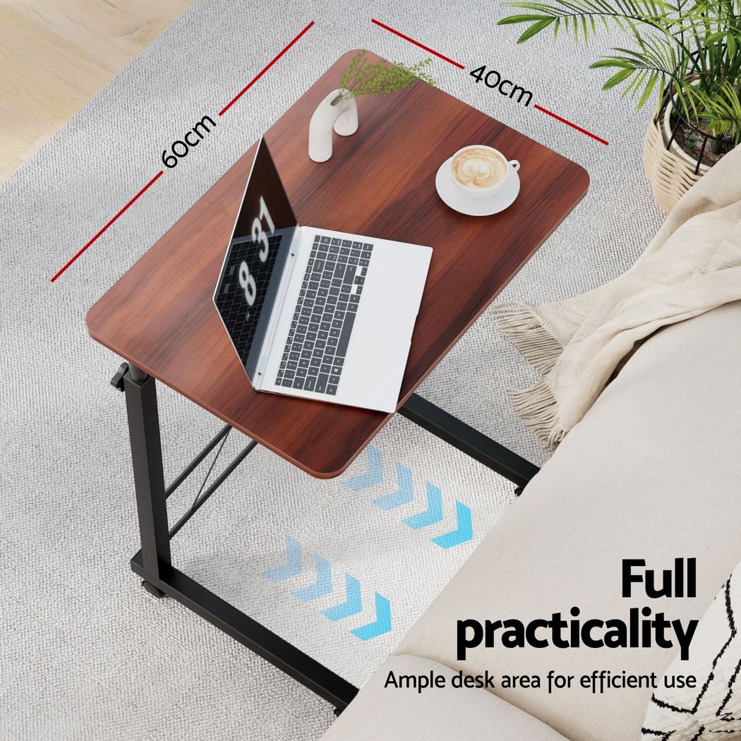 Artiss Mobile Adjustable Laptop Desk 60cm Dark Wood