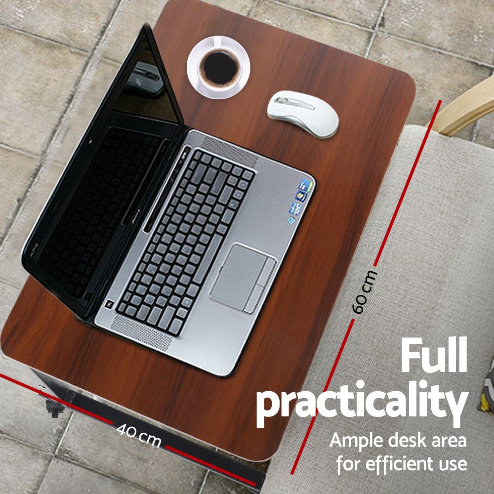 Artiss Mobile Adjustable Laptop Desk 60cm Dark Wood
