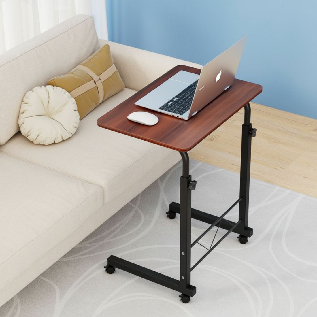 Artiss Mobile Adjustable Laptop Desk 60cm Dark Wood