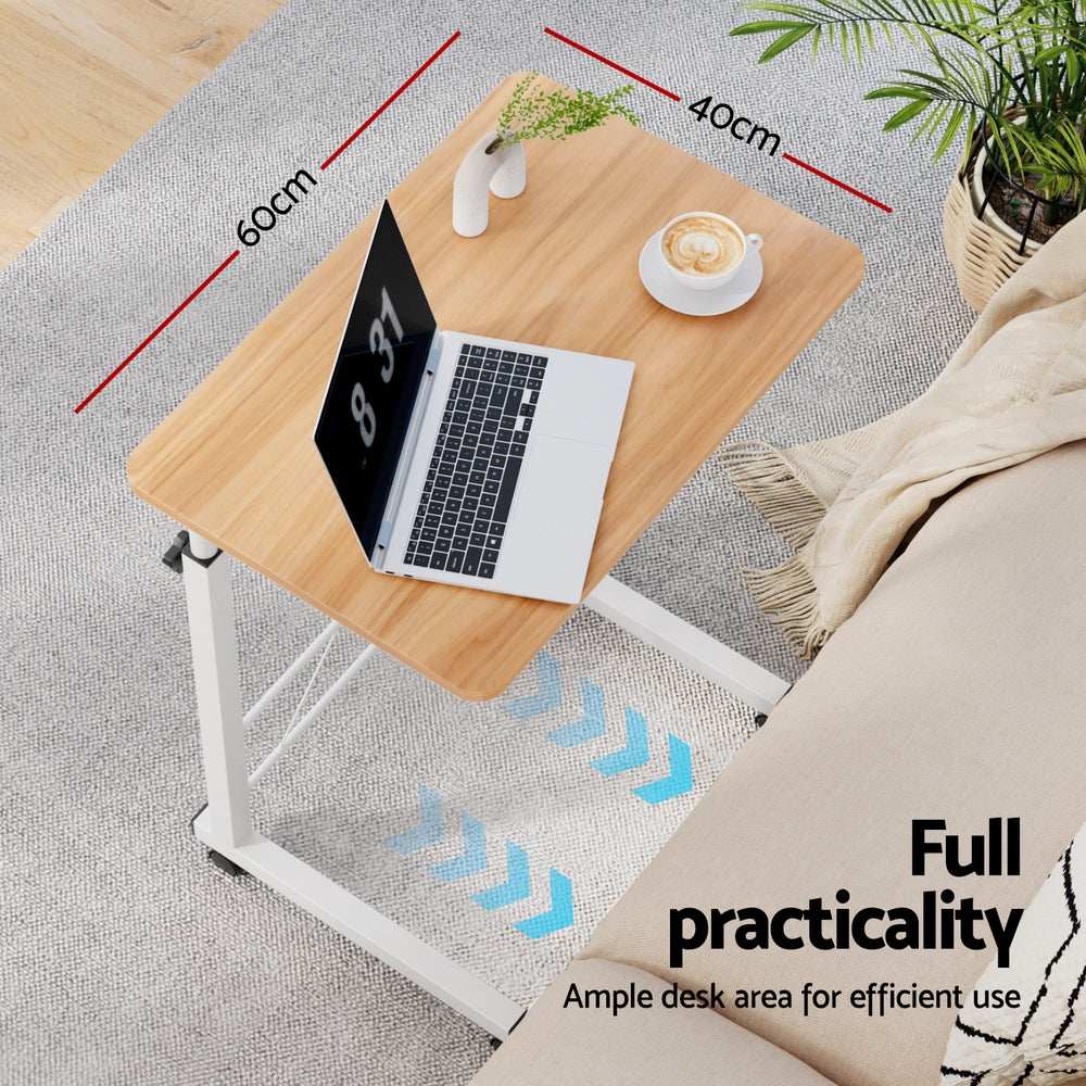 Adjustable 60CM Laptop Desk Table Light Wood