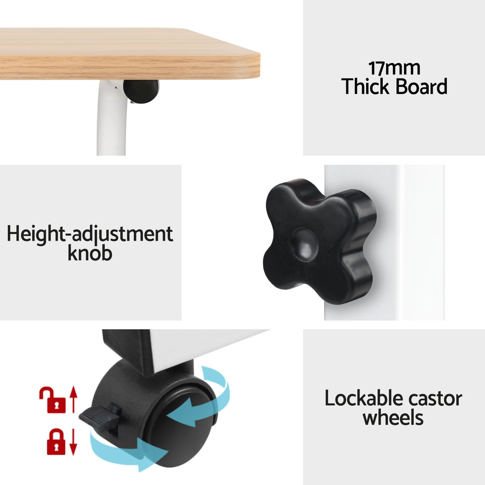 Adjustable 60CM Laptop Desk Table Light Wood