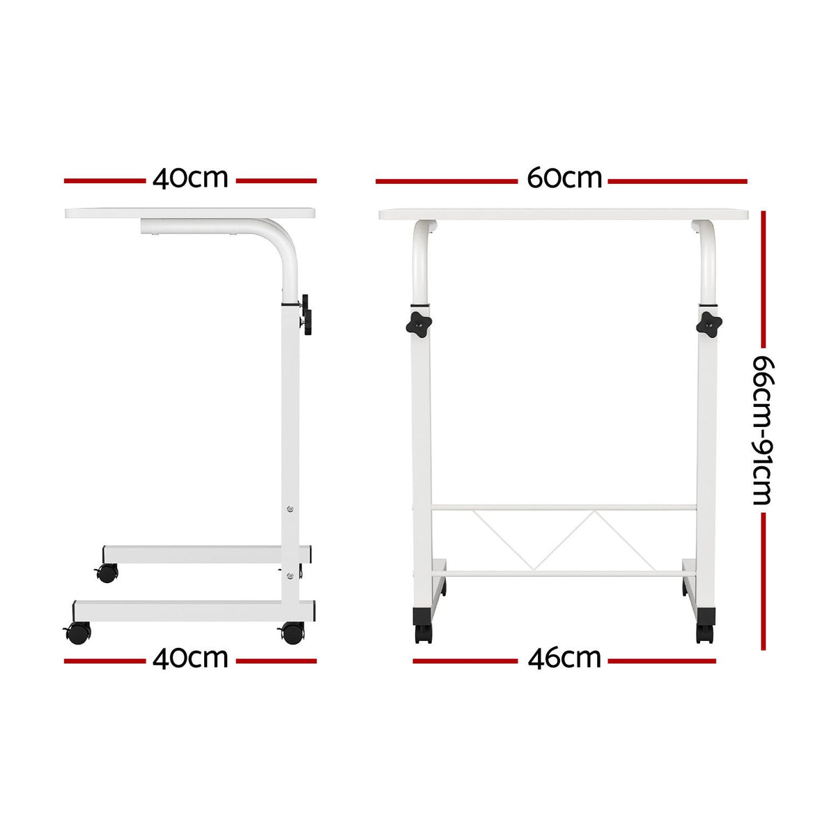Artiss Mobile Laptop Desk 60cm Adjustable Height White