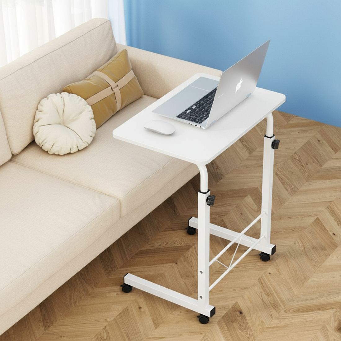 Artiss Mobile Laptop Desk 60cm Adjustable Height White