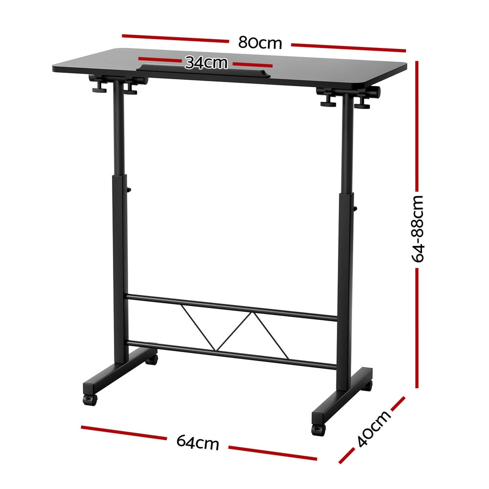 Mobile Laptop Desk 80CM Adjustable Bedside Table Black