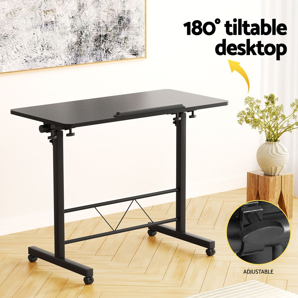 Mobile Laptop Desk 80CM Adjustable Bedside Table Black