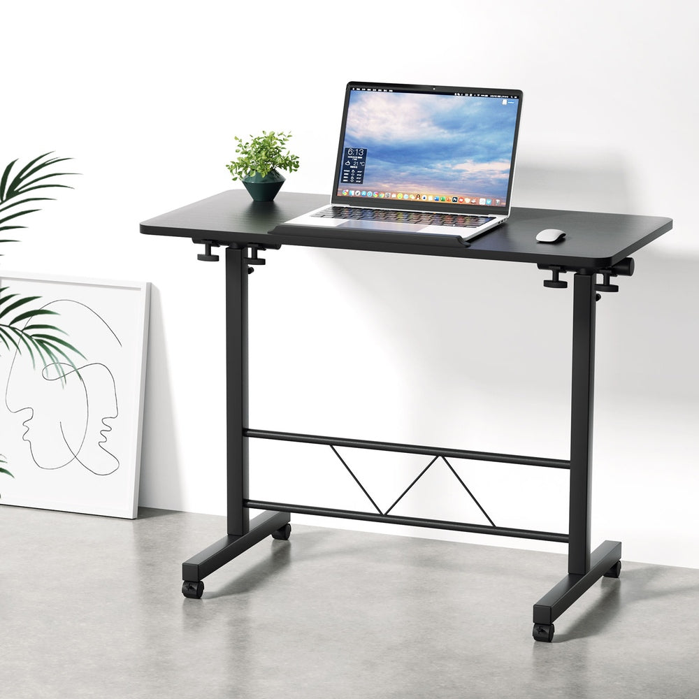 Mobile Laptop Desk 80CM Adjustable Bedside Table Black