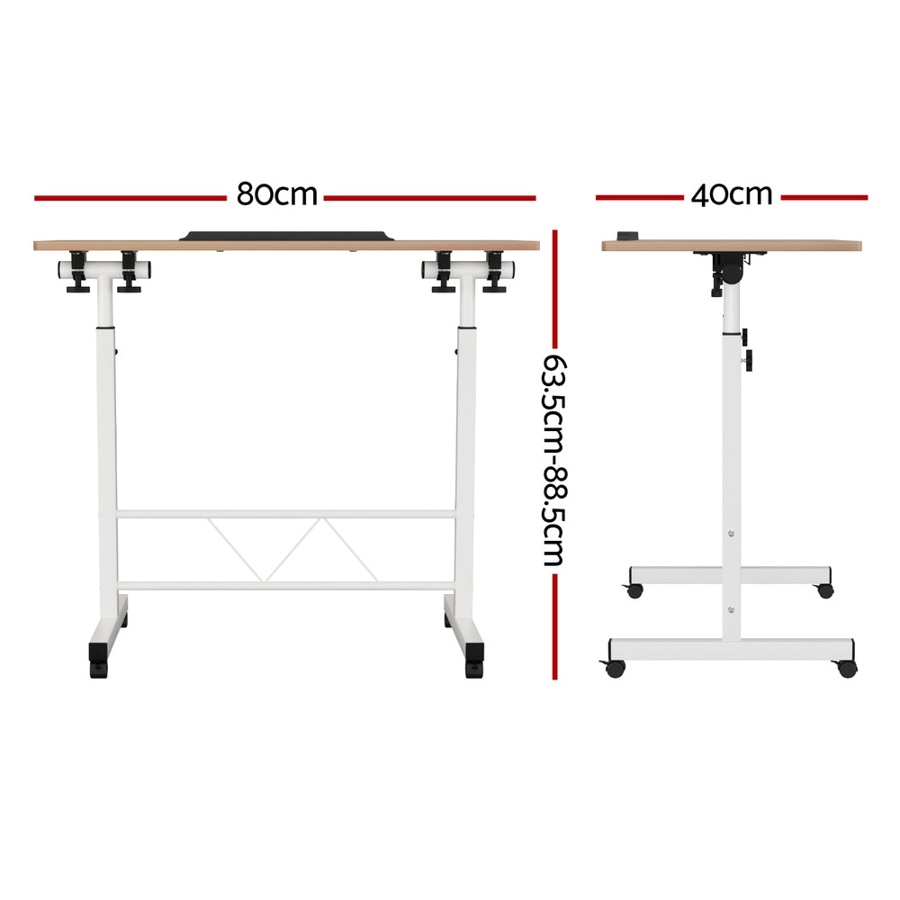 Adjustable 80CM Laptop Desk Table Light Wood