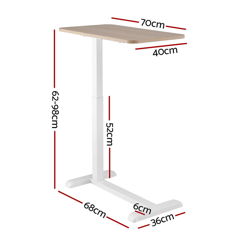 Mobile Workstation 70cm Laptop Desk Height Adjustable Oak/White