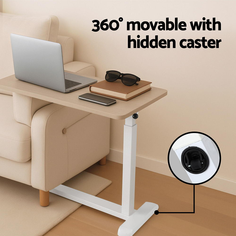 Mobile Workstation 70cm Laptop Desk Height Adjustable Oak/White